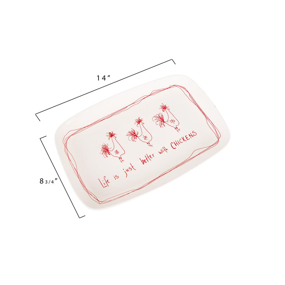 3R Studios "Life is Just Better with Chickens" Stoneware Platter
