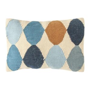 3R Studios Off-White with Blue and Brown Pattern Lumbar 26 in. x 16 in. Throw Pillow