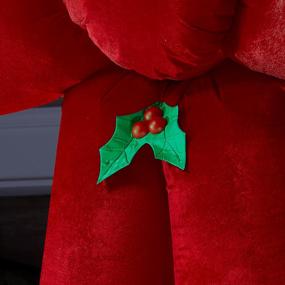 Airblown 4.49 ft. Inflatable Fuzzy Hanging Velvet Bow-Red with External Spotlight