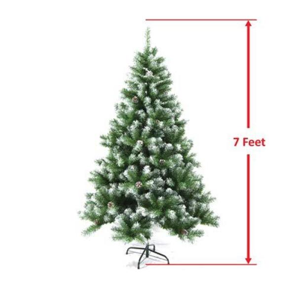 ALEKO 7 ft. Unlit Flocked Artificial Christmas Tree with Pine Cones