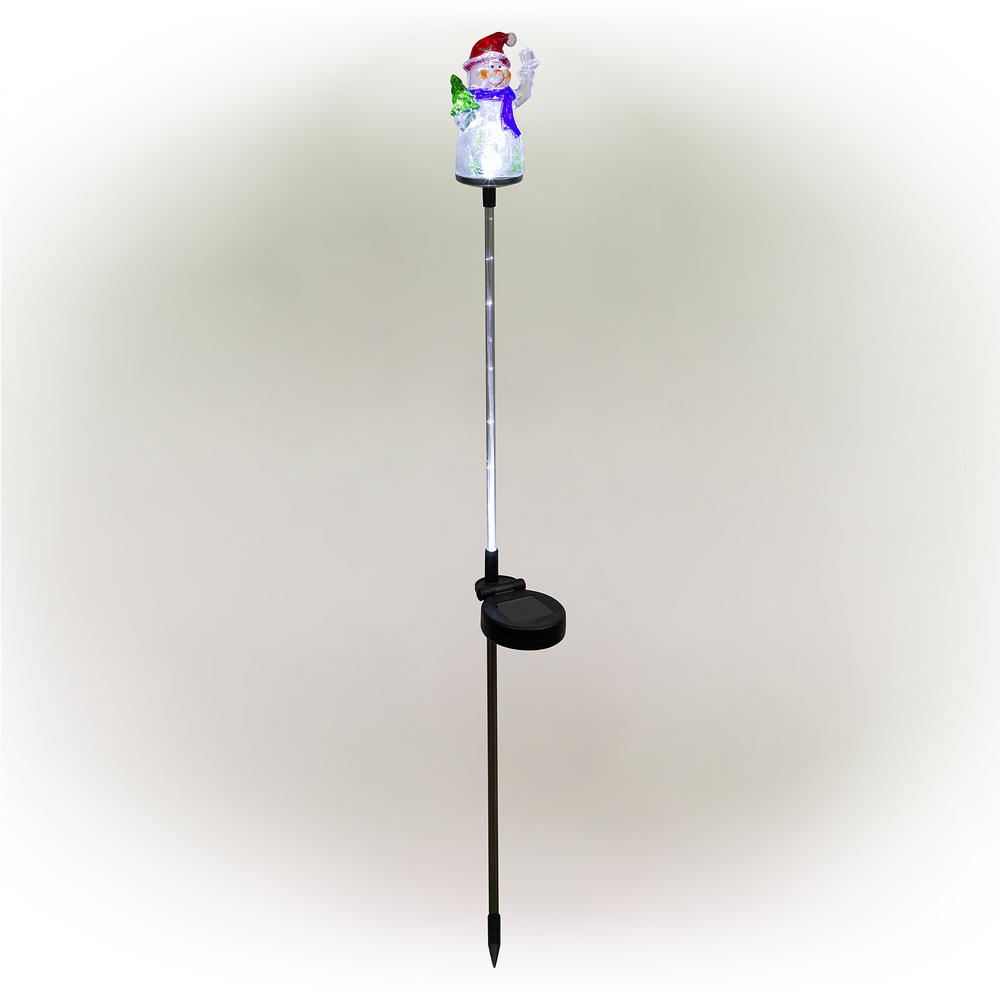 Alpine Corporation Solar Snowman Garden Stake with Fiber Optic Lights (Set of 2)