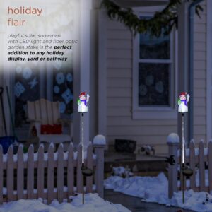 Alpine Corporation Solar Snowman Garden Stake with Fiber Optic Lights (Set of 2)