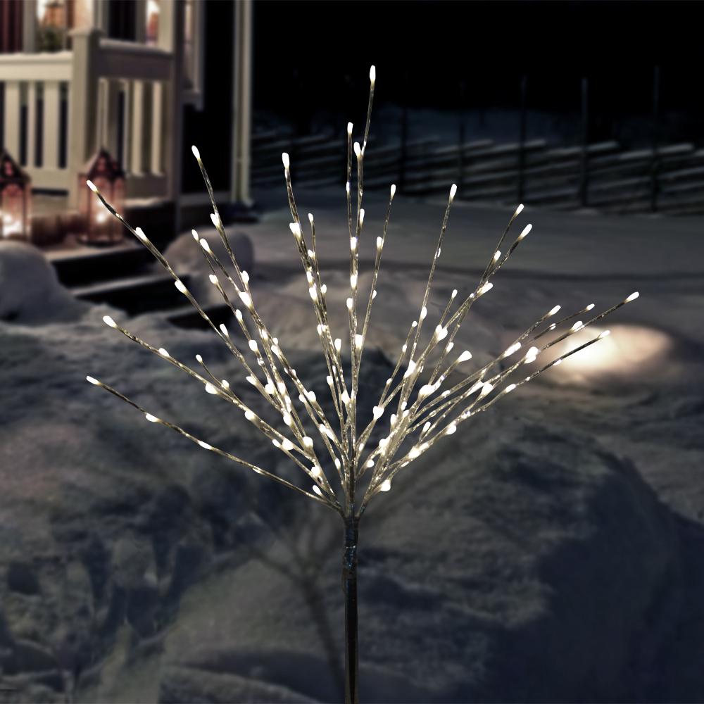Alpine Corporation 39 in. Tall Silver Metallic Foil Tree Stake with Warm White LED Lights