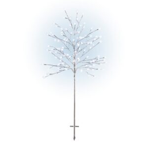 Alpine Corporation 58 in. Tall Frosty Christmas Snowflake Tree with Cool White LED Lights