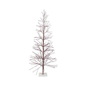 Alpine Corporation Indoor/Outdoor Artificial Flocked Christmas Tree with Warm White LED Lights, Brown