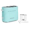 Nostalgia Retro Series 2-Slice Aqua Long Slot Hot Dog and Bun Toaster with Crumb Tray and Mini Tongs