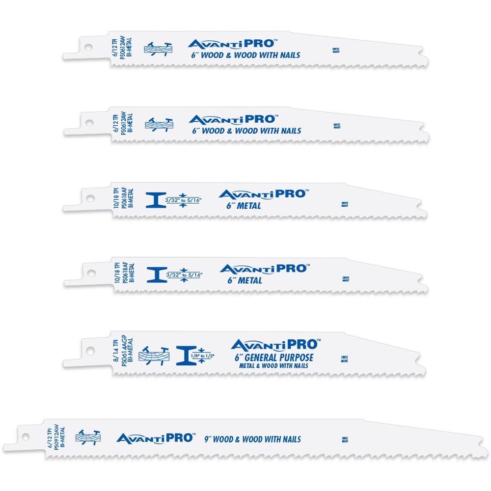 Avanti Pro Wood and Metal Cutting Reciprocating Saw Blade Set (6-Piece)