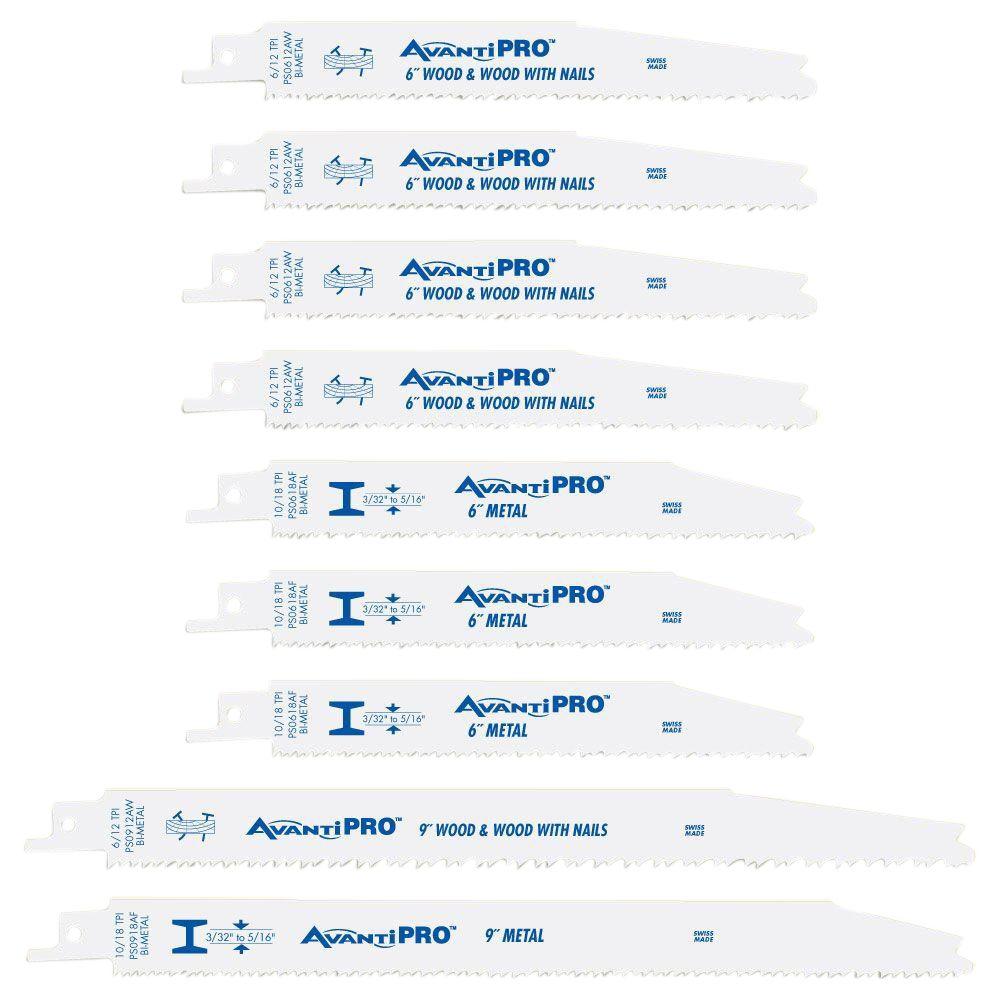 Avanti Pro Wood and Metal Cutting Reciprocating Saw Blade Set (9-Piece)