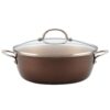 Ayesha Curry Home Collection 7.5 qt. Aluminum Nonstick Stock Pot in Brown Sugar with Glass Lid