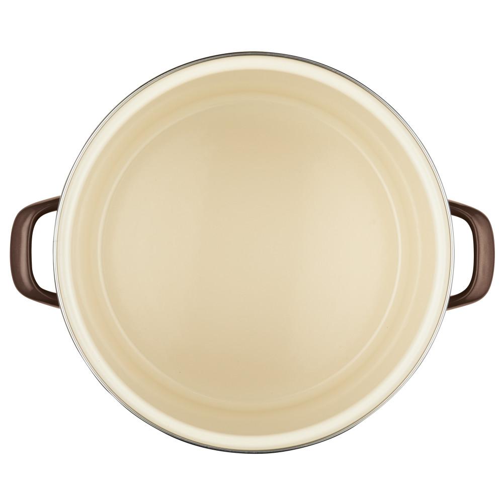 Ayesha Curry Home Collection 12 qt. Steel Nonstick Stock Pot in Brown Sugar with Lid
