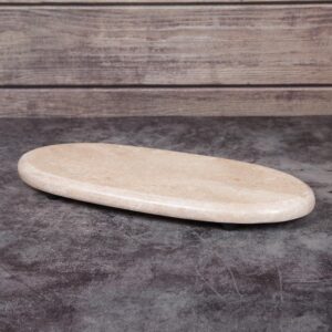 Creative Home 6 in. L x 14 in. W Natural Champagne Marble Oval Shaped Serving Tray Cheese Serving Board Pastry Board