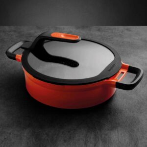 BergHOFF GEM Stay Cool 4.1 qt. Cast Aluminum Nonstick Saute Pan in Orange with Glass Lid