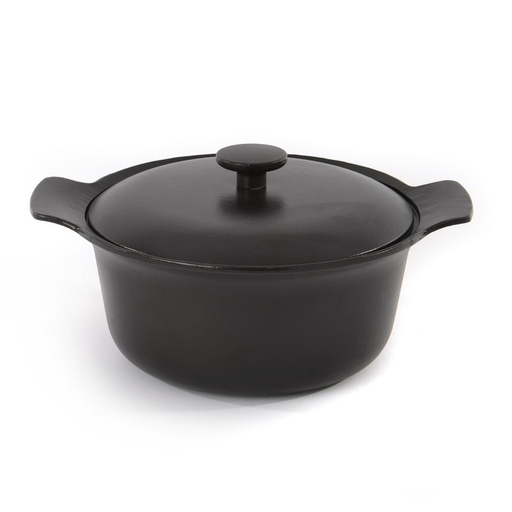 BergHOFF Ron 4.4 qt. Cast Iron Stock Pot in Black with Lid