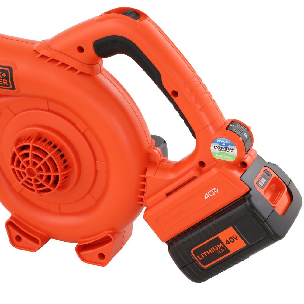 BLACK+DECKER 120 MPH 90 CFM 40V MAX Lithium-Ion Cordless Handheld Leaf Sweeper with (1) 1.5Ah Battery and Charger Included