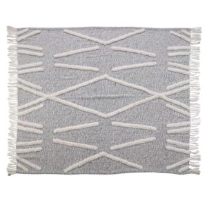 LR Resources Abstract Zigzag Black Melange Pure Cotton Decorative Throw Blanket