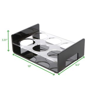 Mind Reader Black Acrylic 6 Slot Cup Holder Tray with Cutout Handles