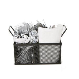 Mind Reader 4-Section Black Mesh Cutlery Caddy, Cutlery Holder, Flatware Organizer, Forks, Spoons, Knives, Countertops