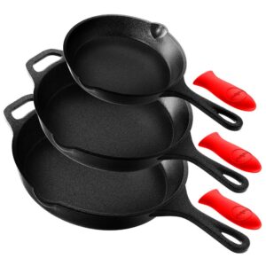 NutriChef 6-Piece Cast Iron Nonstick Skillet Set in Black