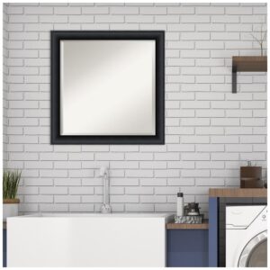 Amanti Art Nero 23 in. W x 23 in. H Framed Square Beveled Edge Bathroom Vanity Mirror in Black Satin