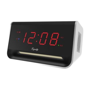 Equity by La Crosse 5.5 in. x 3.15 in. LED Alarm Clock with Bluetooth and USB Port - Red