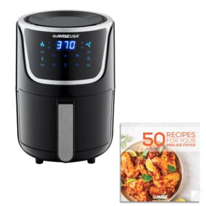 GoWISE USA 1. 7- qt. , 2.0 qt. Max Black/Silver Electric Mini Air Fryer with Digital Touchscreen + Recipe Book