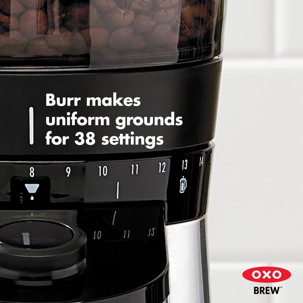 OXO 12 oz. Black Stainless Steel Burr Coffee Grinder with Integrated Scale