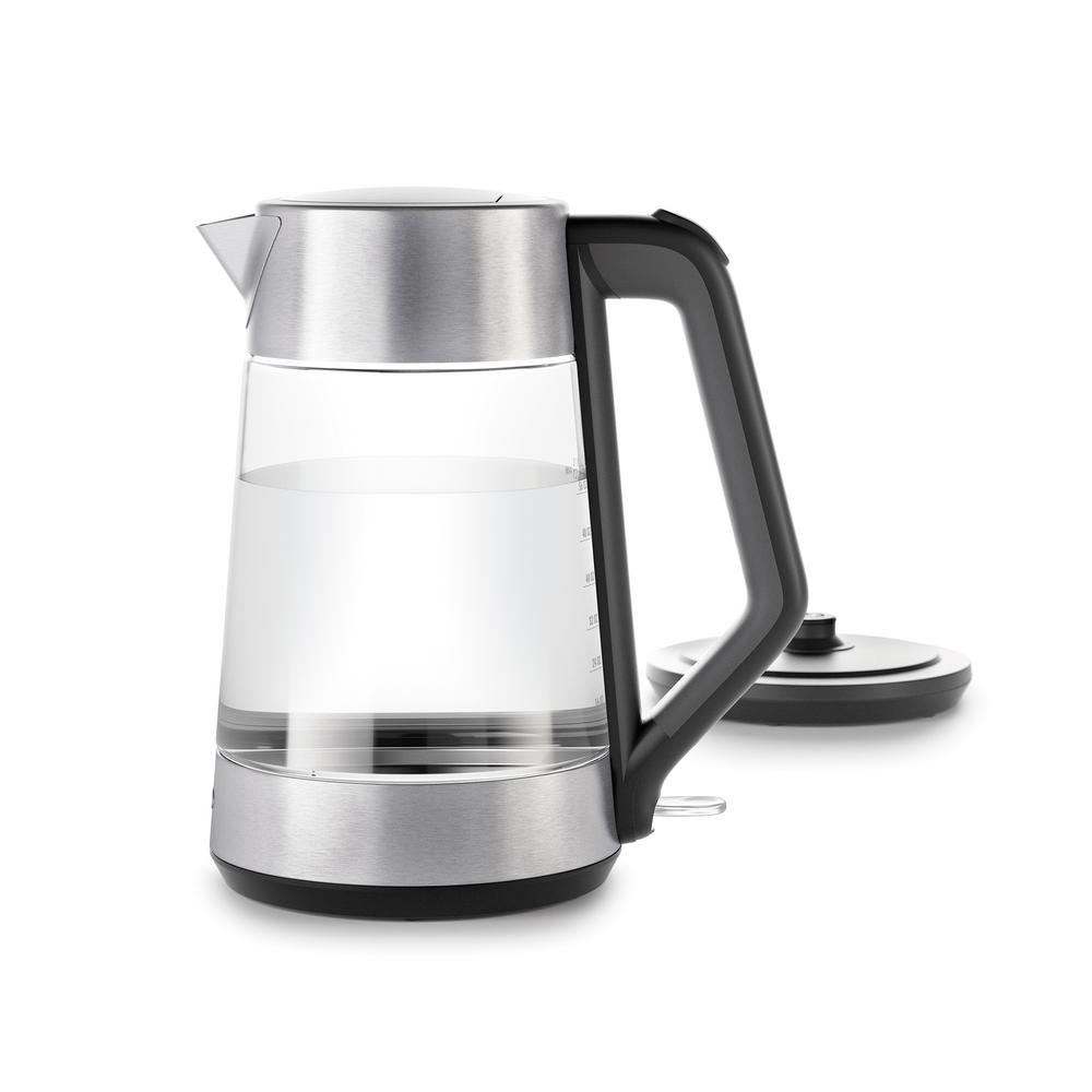 OXO 7.4-Cup Black Stainless Steel Cordless Electric Kettle with Automatic Shut-off