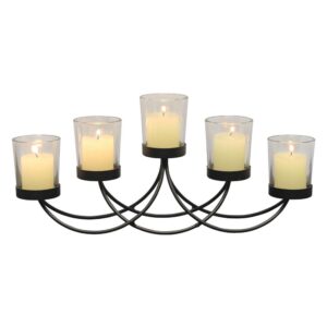 Stonebriar Collection Black Metal 5-Votive Candle Holder Centerpiece