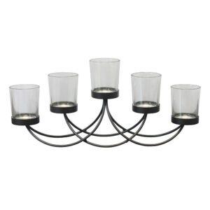 Stonebriar Collection Black Metal 5-Votive Candle Holder Centerpiece