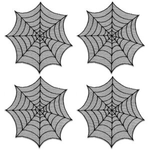 Heritage Lace Spider Web 20 in. Black Round Doily (Set of 4)