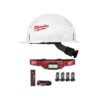 Milwaukee 475 Lumens LED Rechargeable Hard Hat Headlamp with BOLT white type 1 class C front brim vented hard hat