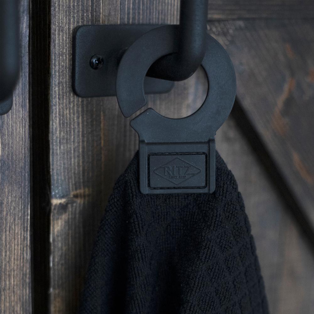 RITZ Hook and Hang Black Woven Cotton Kitchen Towel (Set of 2)