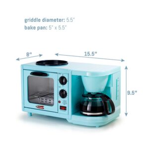 Elite 500 W 2 slice Blue Toaster Oven with Coffee Maker and Griddle
