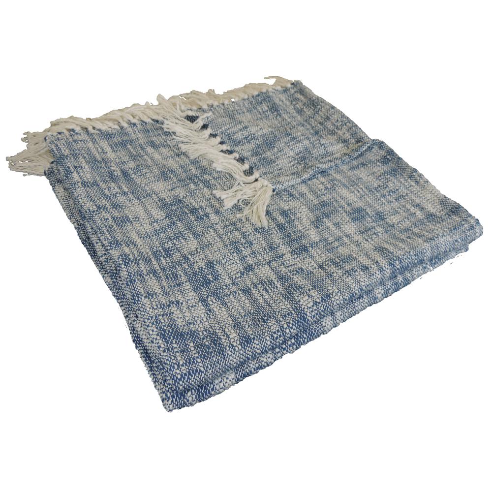 LR Resources Blue Chambray Woven Throw