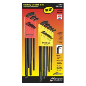 Bondhus Standard and Metric Stubby Double Ball End XL L-Wrench Sets (22-Piece)