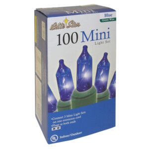 Brite Star 100-Light String to String Blue Mini Light Set with Green Wire (Set of 2)