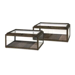 IMAX Winthorp Glass and Wood Boxes (Set of 2)