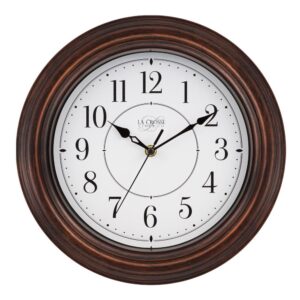 La Crosse Technology 12 in. H Round Brown Plastic Wall Clock with Silent Movement