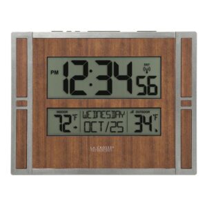 La Crosse Technology Atomic Digital Wall Clock with Indoor & Outdoor Temperature