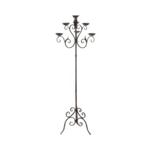 LITTON LANE 61 in. Brown Iron Scroll Design 7-Light Candelabra