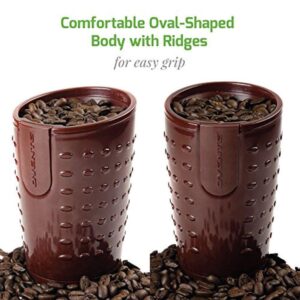 Ovente 2.5 oz. Brown One-Touch Electric Coffee Grinder with Transparent Easy Open Lid and Stainless Steel Blades