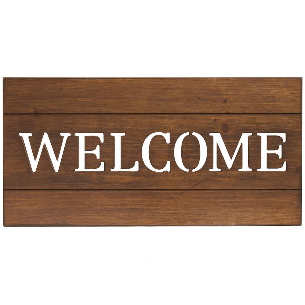 Pinnacle Welcome Cut Out Wood Plank Wall Art Decor