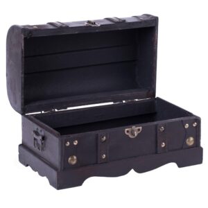 Vintiquewise 12 in. x 6.8 in. x 6.8 in. Wooden Small Pirate Style Treasure Chest