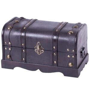 Vintiquewise 12 in. x 6.8 in. x 6.8 in. Wooden Small Pirate Style Treasure Chest