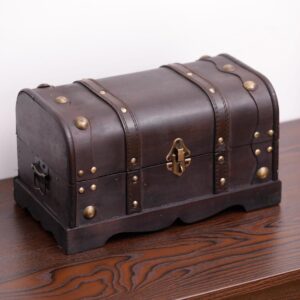 Vintiquewise 12 in. x 6.8 in. x 6.8 in. Wooden Small Pirate Style Treasure Chest
