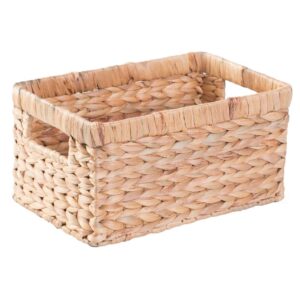Vintiquewise Natural Water Hyacinth Rectangular Storage Bin Basket