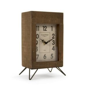 Zentique Wooden Rectangular Table Clock on Metal Legs
