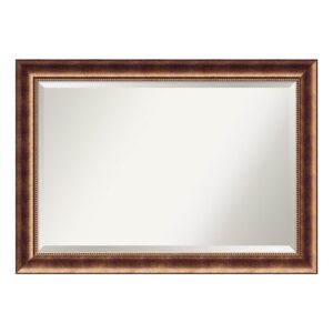 Amanti Art Manhattan 42 in. W x 30 in. H Framed Rectangular Beveled Edge Bathroom Vanity Mirror in Burnished Bronze