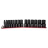 Capri Tools 1/2 in. Drive SAE Shallow and Deep Impact Socket Set with Billet Aluminum Socket Rail (28-Piece)