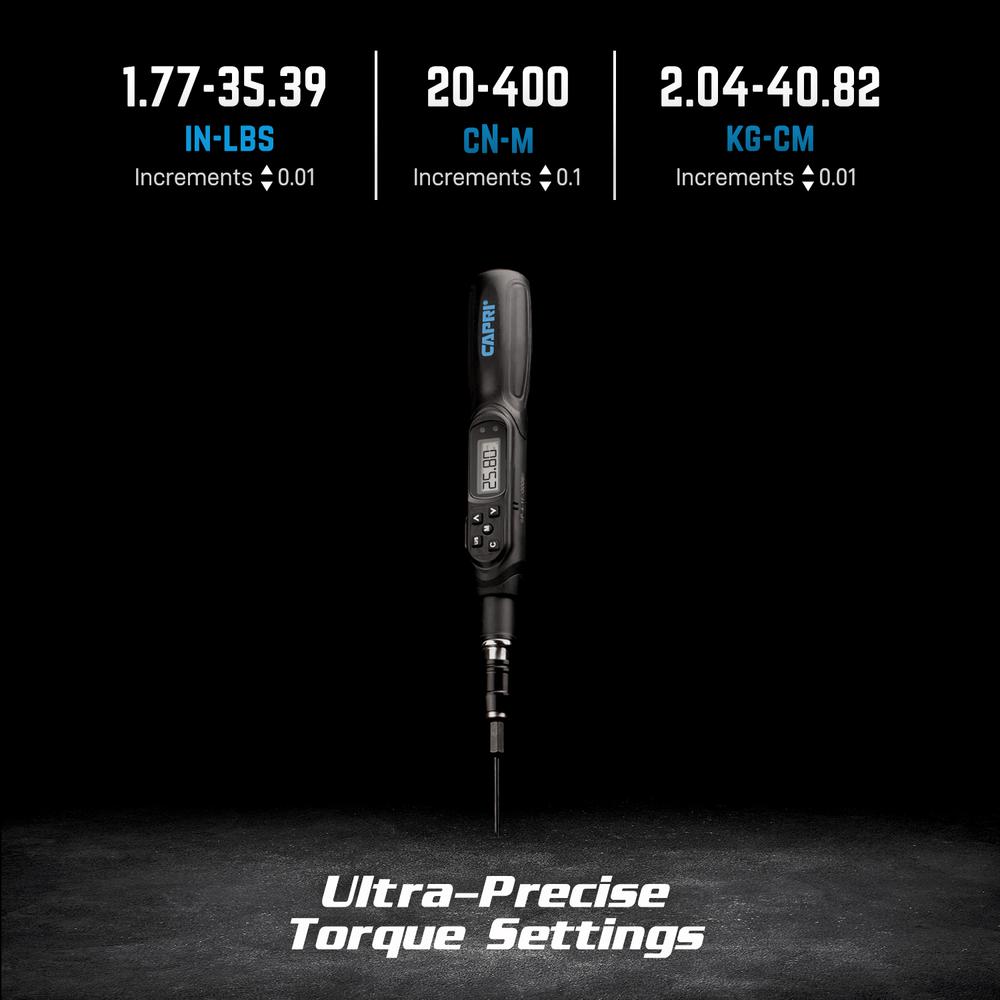Capri Tools Certified 1.77 in./lbs. to 35.39 in./lbs. Dual Direction Digital Torque Screwdriver